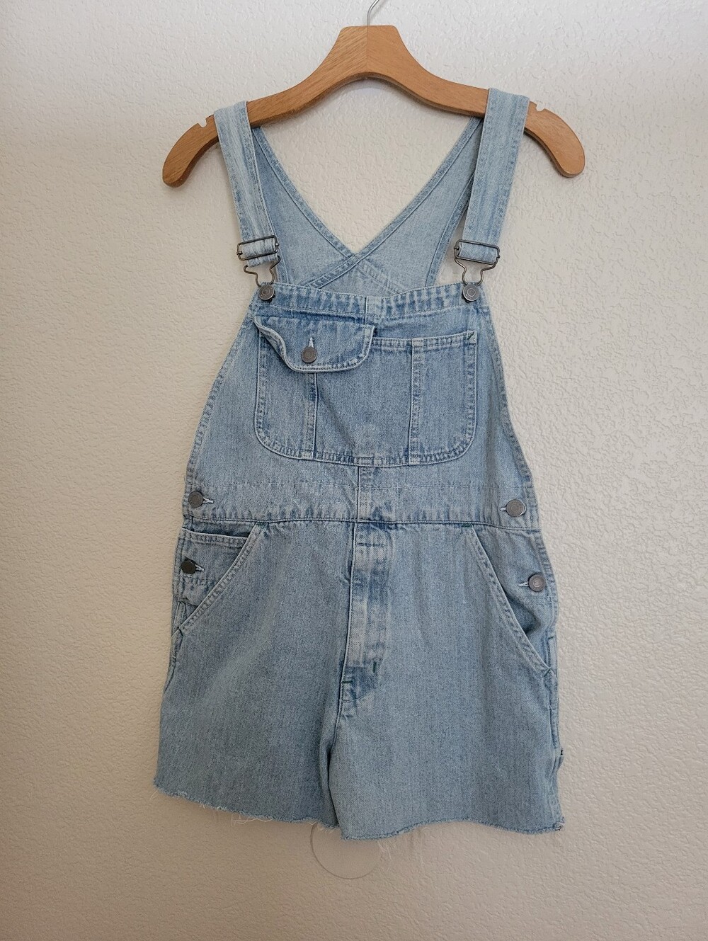 Vintage Small Light Wash Denim Short Overalls Size Xxl But Fit Xs